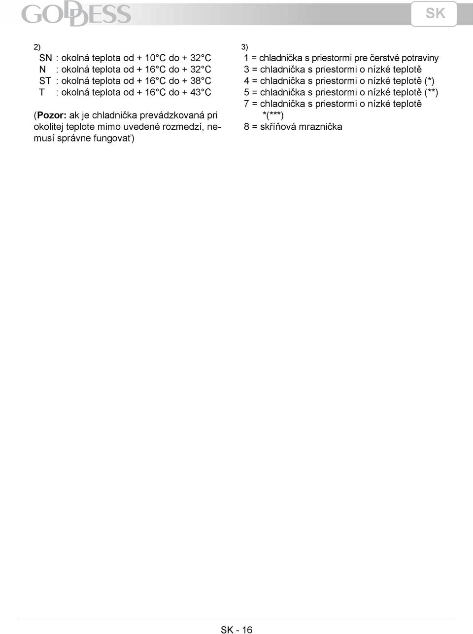3) 1 = chladnička s priestormi pre čerstvé potraviny 3 = chladnička s priestormi o nízké teplotě 4 = chladnička s priestormi o nízké