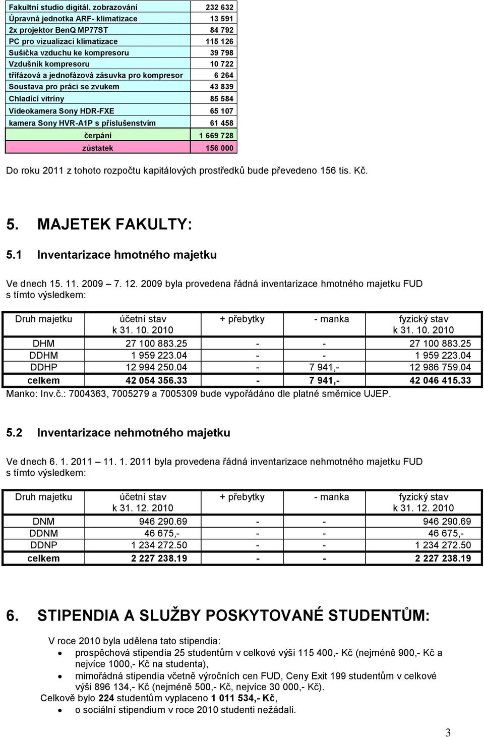 třífázová a jednofázová zásuvka pro kompresor 6 264 Soustava pro práci se zvukem 43 839 Chladící vitríny 85 584 Videokamera Sony HDR-FXE 65 107 kamera Sony HVR-A1P s příslušenstvím 61 458 čerpání 1