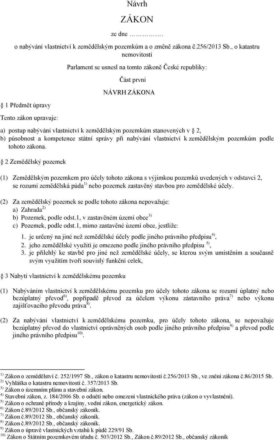 stanovených v 2, b) působnost a kompetence státní správy při nabývání vlastnictví k zemědělským pozemkům podle tohoto zákona.