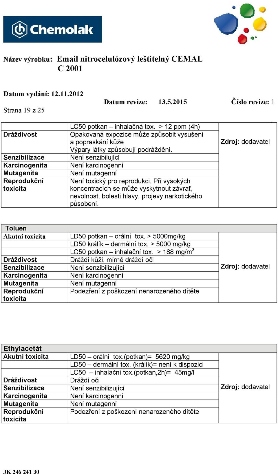 Při vysokých toxicita koncentracích se může vyskytnout závrať, nevolnost, bolesti hlavy, projevy narkotického působení.