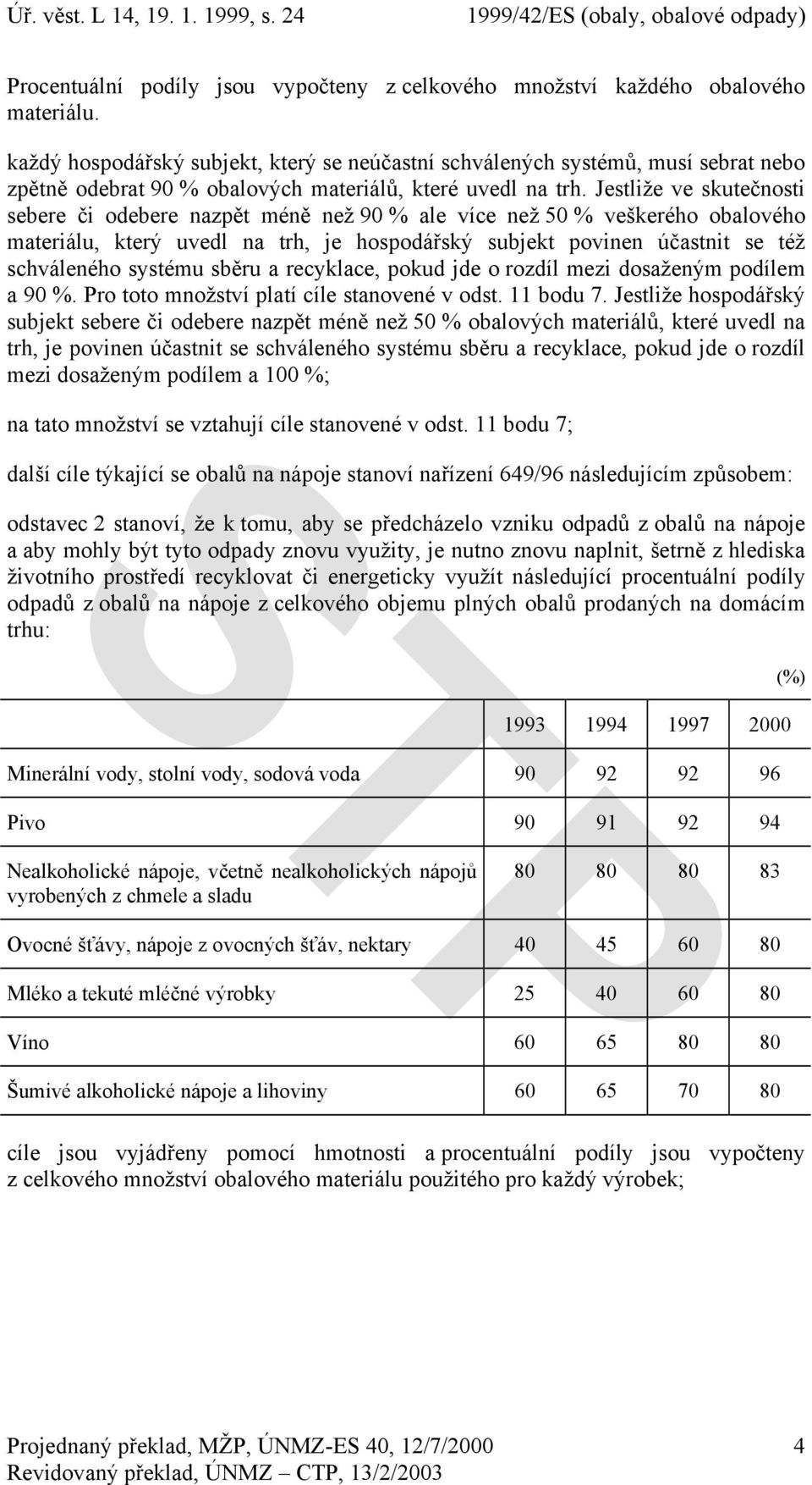 Jestliže ve skutečnosti sebere či odebere nazpět méně než 90 % ale více než 50 % veškerého obalového materiálu, který uvedl na trh, je hospodářský subjekt povinen účastnit se též schváleného systému