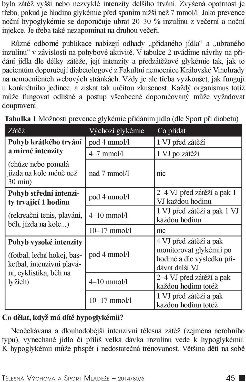 Různé odborné publikace nabízejí odhady přidaného jídla a ubraného inzulínu v závislosti na pohybové aktivitě.