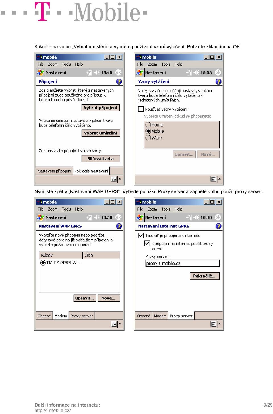 Nyní jste zpět v Nastavení WAP GPRS.