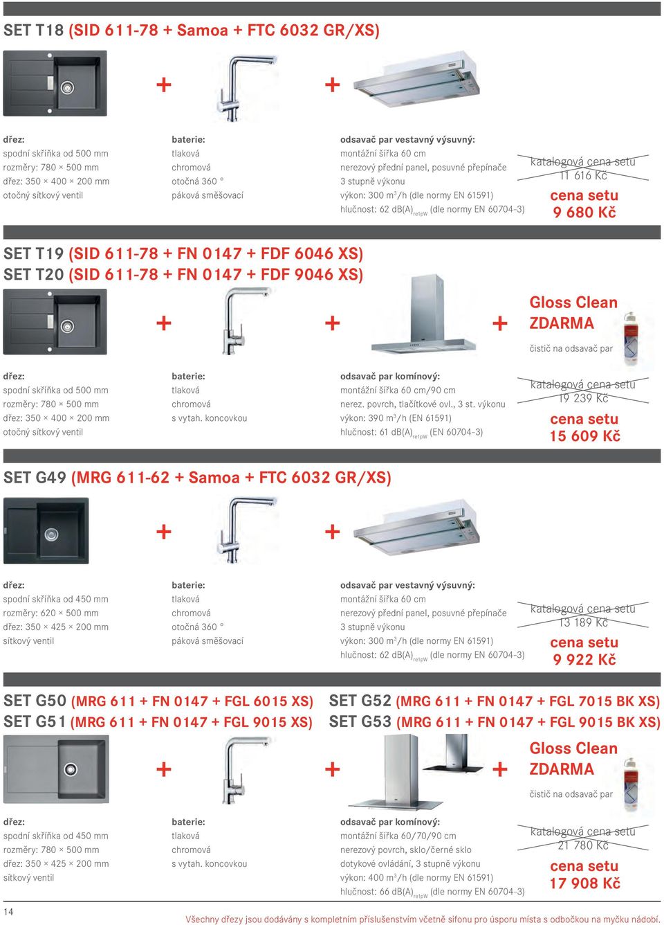 FDF 9046 XS) Gloss Clean ZDARMA čistič na odsavač par spodní skříňka od 500 mm 780 500 mm 350 400 200 mm otočný odsavač par komínový: montážní šířka 60 cm/90 cm nerez. povrch, tlačítkové ovl., 3 st.