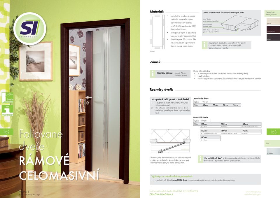 MDF deska silná 10 mm povrchově upravená folií Za příplatek dodáváme ke dveřím krytky pantů v barvách zlatá, chrom, chrom mat a nikl. Cenu naleznete v ceníku.