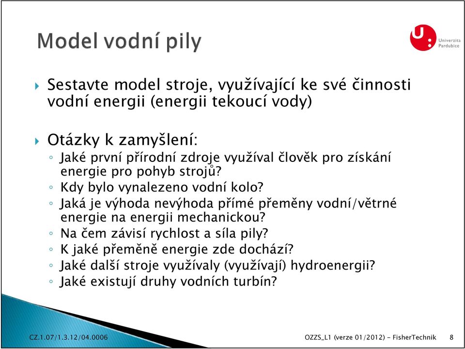 Lekce 1 FisherTechnik (3,5 vyuč. hodiny) - PDF Stažení zdarma