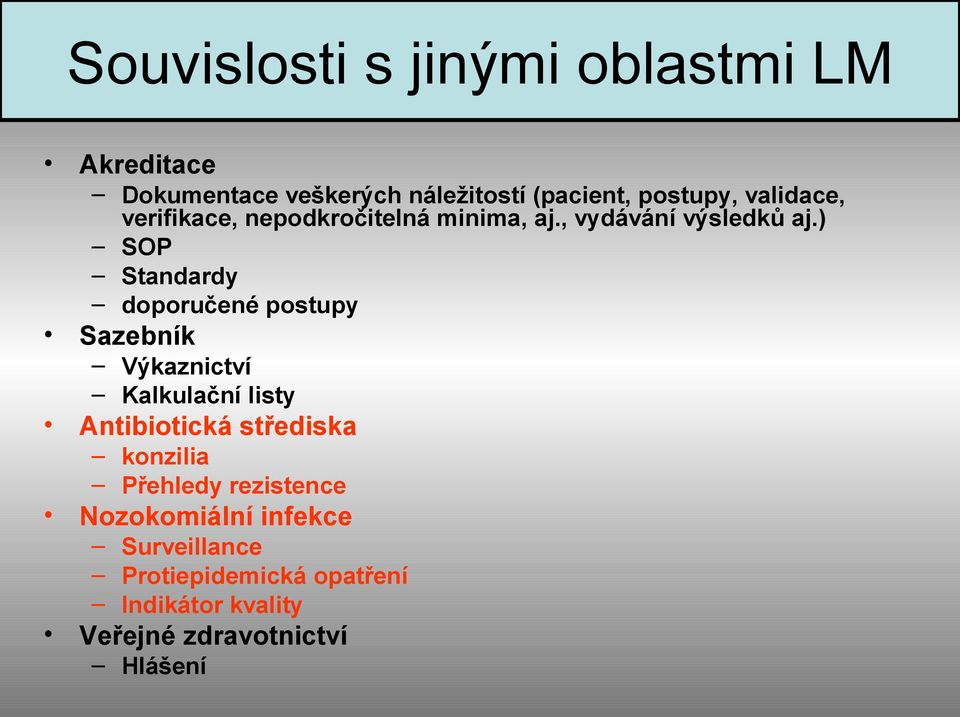 ) SOP Standardy doporučené postupy Sazebník Výkaznictví Kalkulační listy Antibiotická střediska