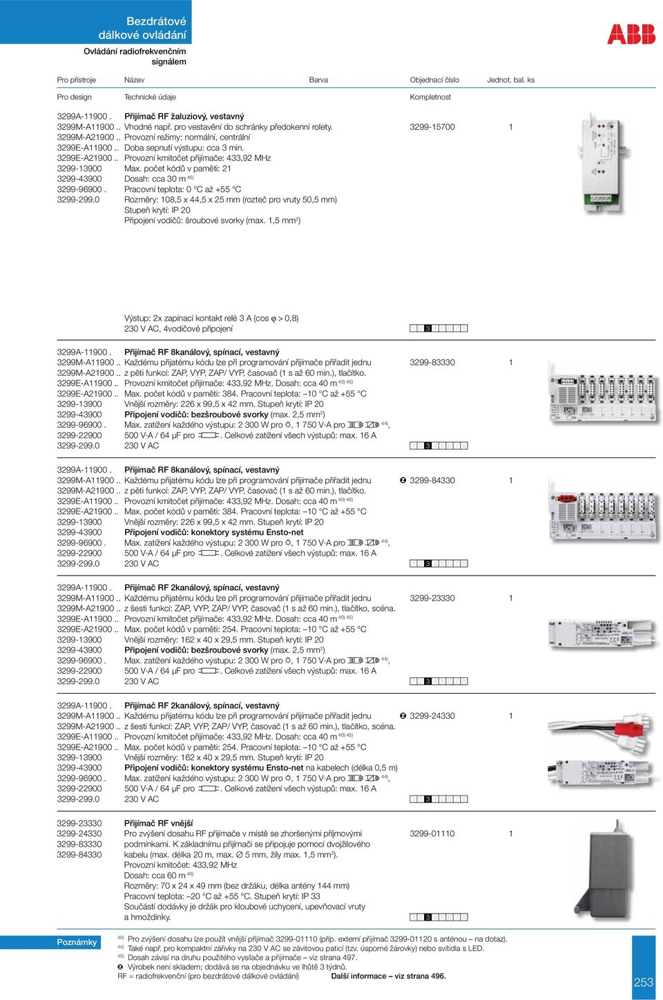 počet kódů v paměti: 21 3299-43900 Dosah: cca 30 m 45) 3299-96900. Pracovní teplota: 0 C až +55 C 3299-299.