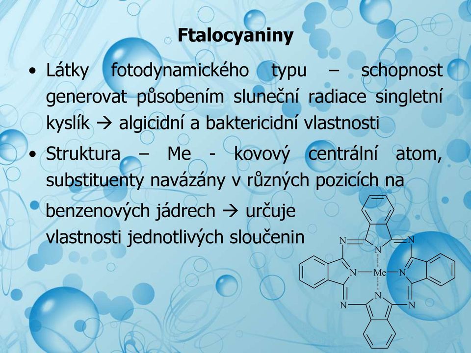 Struktura Me - kovový centrální atom, substituenty navázány v různých