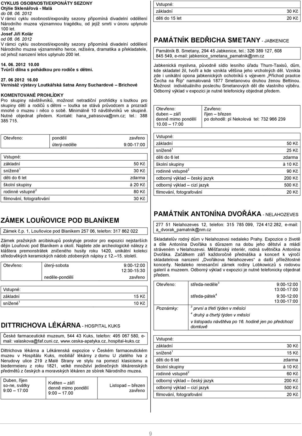 2012 V rámci cyklu osobnosti/exponáty sezony připomíná divadelní oddělení Národního muzea významného herce, režiséra, dramatika a překladatele, od jehož narození letos uplynulo 200 let. 14. 06.
