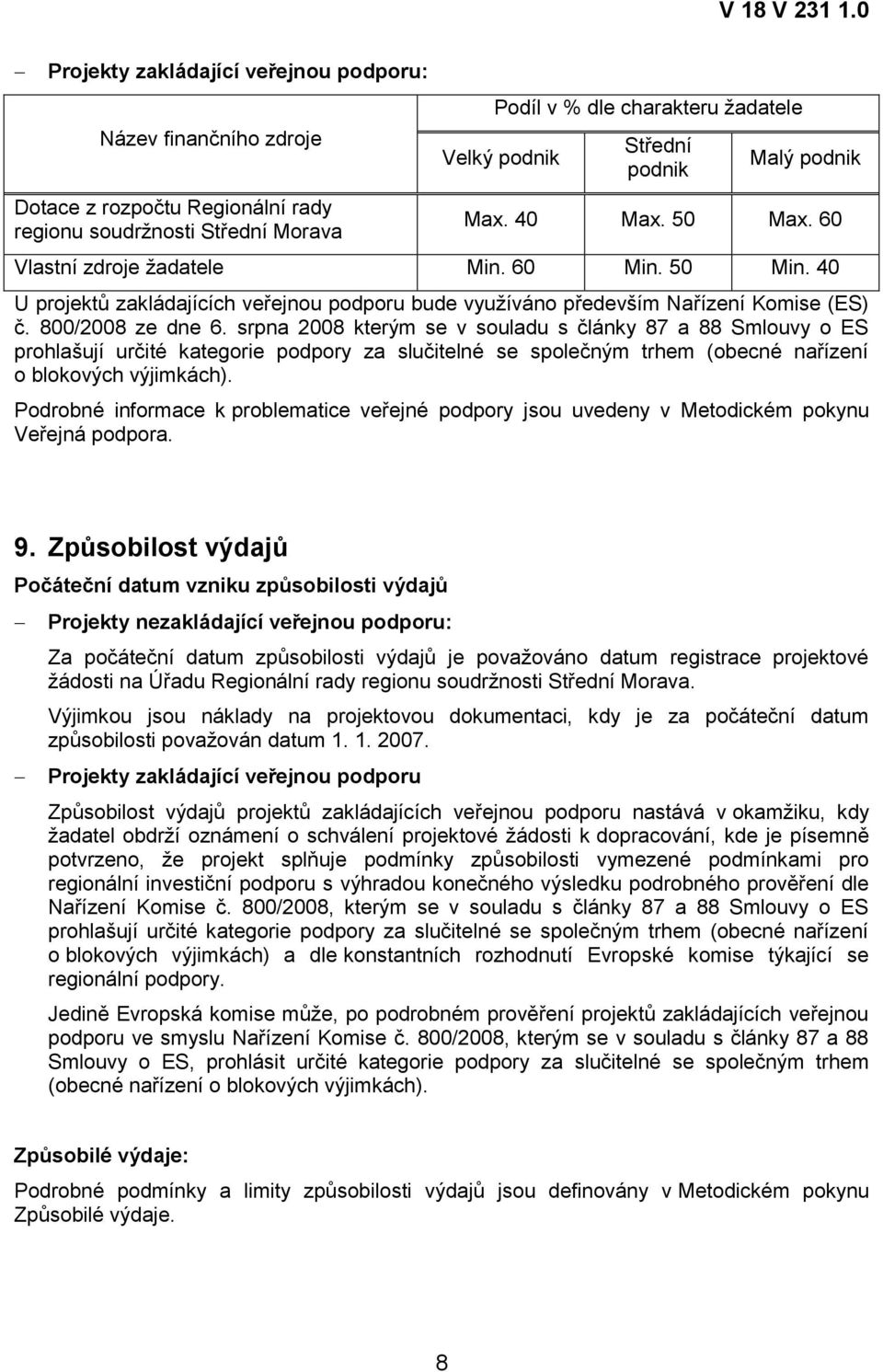 srpna 2008 kterým se v souladu s články 87 a 88 Smlouvy o ES prohlašují určité kategorie podpory za slučitelné se společným trhem (obecné nařízení o blokových výjimkách).