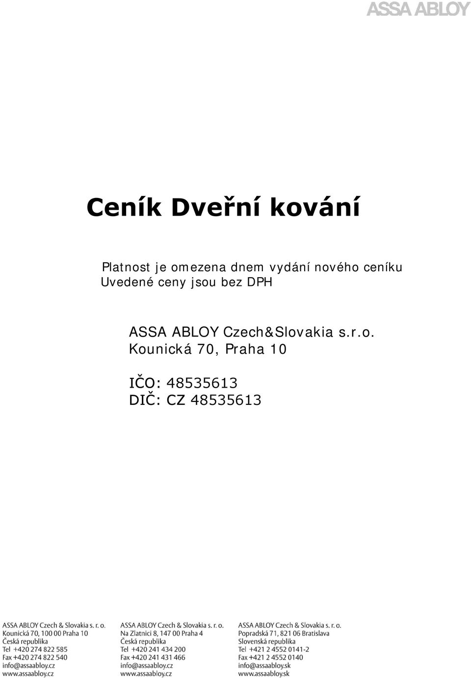 DPH ASSA ABLOY Czech&Slov