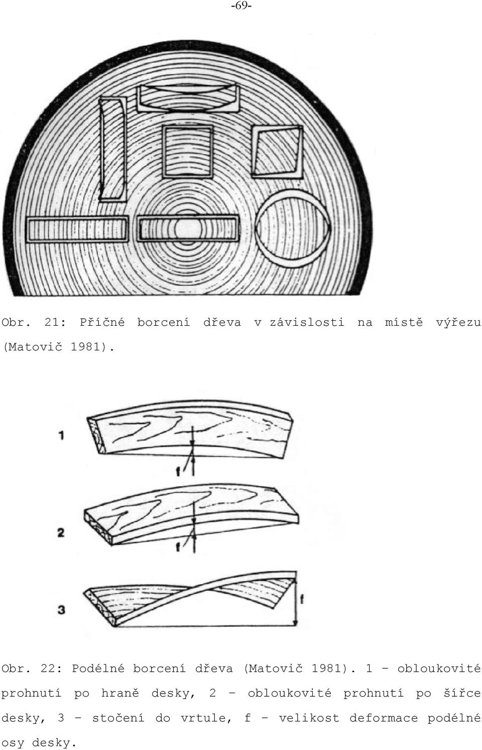 1981). Obr. 22: Podélné borcení dřeva (Matovič 1981).