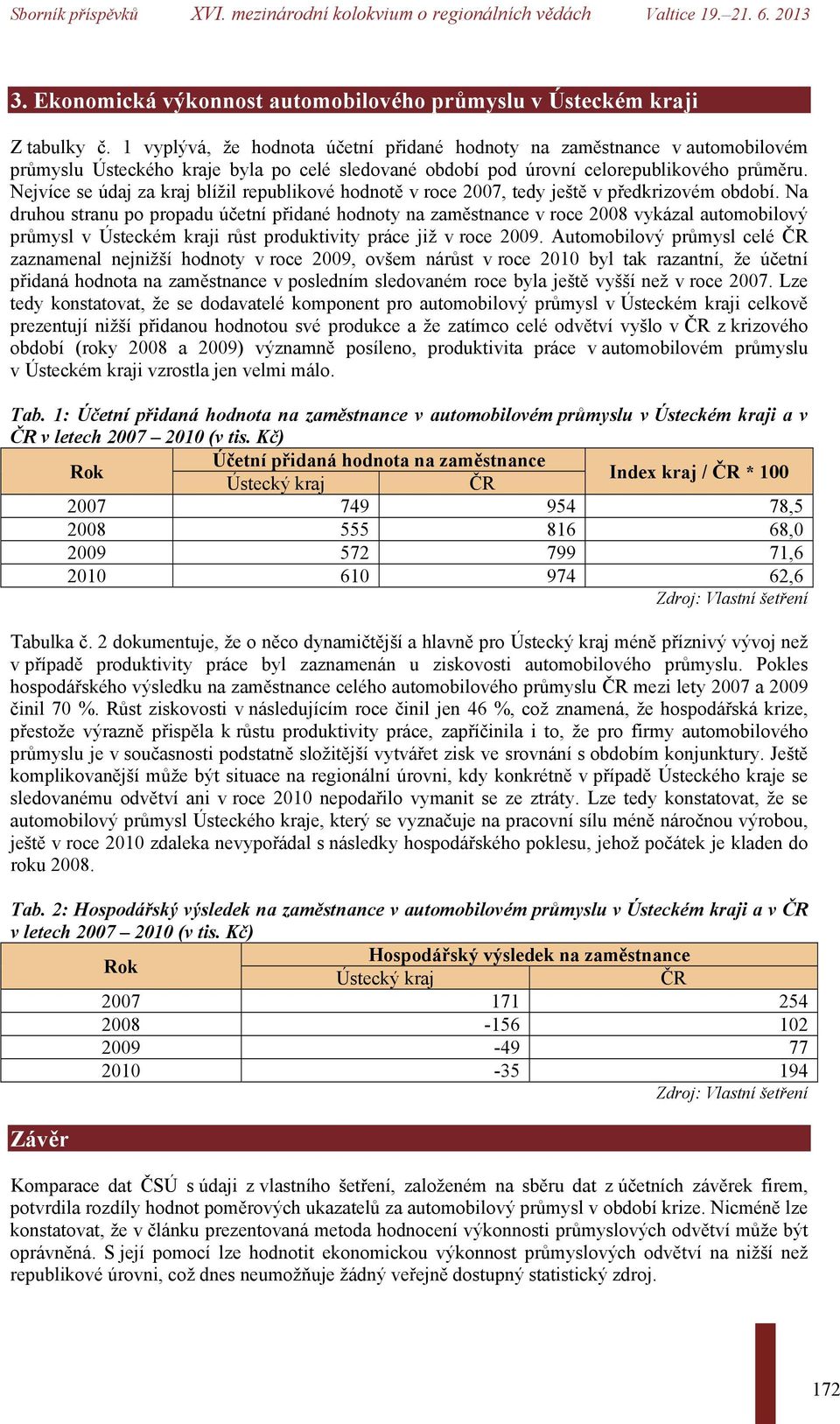 Nejvíce se údaj za kraj blížil republikové hodnotě v roce 2007, tedy ještě v předkrizovém období.