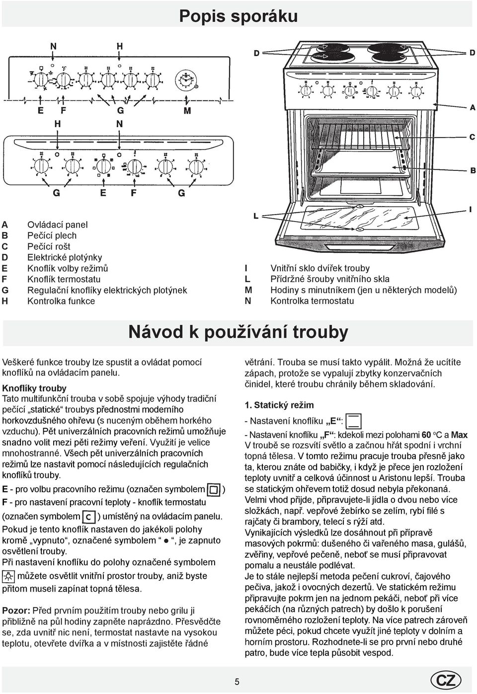 knoflíků na ovládacím panelu.