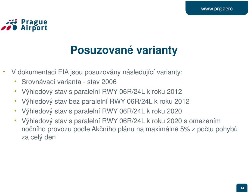 k roku 2012 Výhledový stav s paralelní RWY 06R/24L k roku 2020 Výhledový stav s paralelní RWY 06R/24L