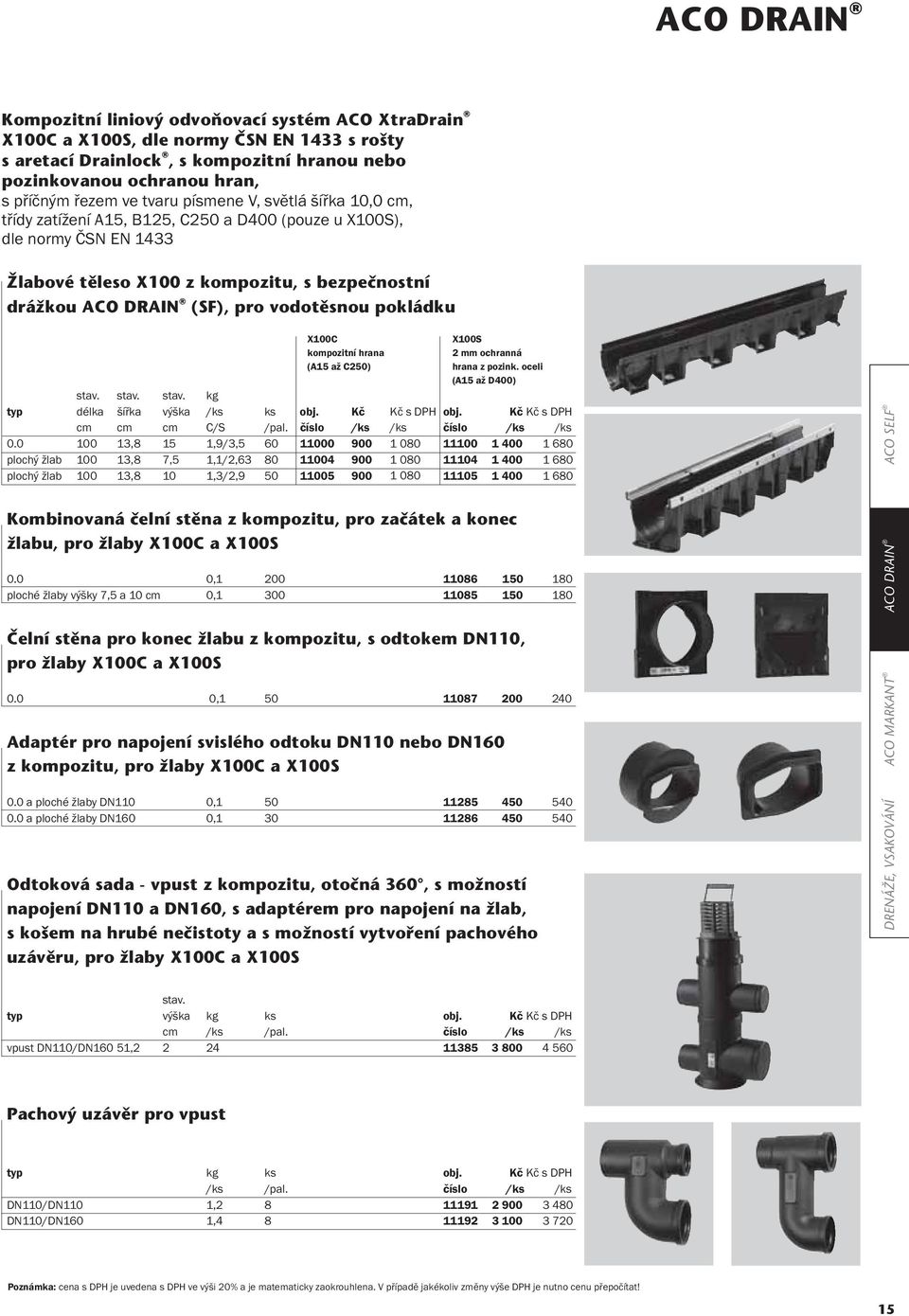 pokládku X100C kompozitní hrana (A15 až C250) X100S 2 mm ochranná hrana z pozink. oceli (A15 až D400) stav. stav. stav. kg typ délka šířka výška ks obj. Kč obj. Kč C/S /pal. číslo číslo 0.