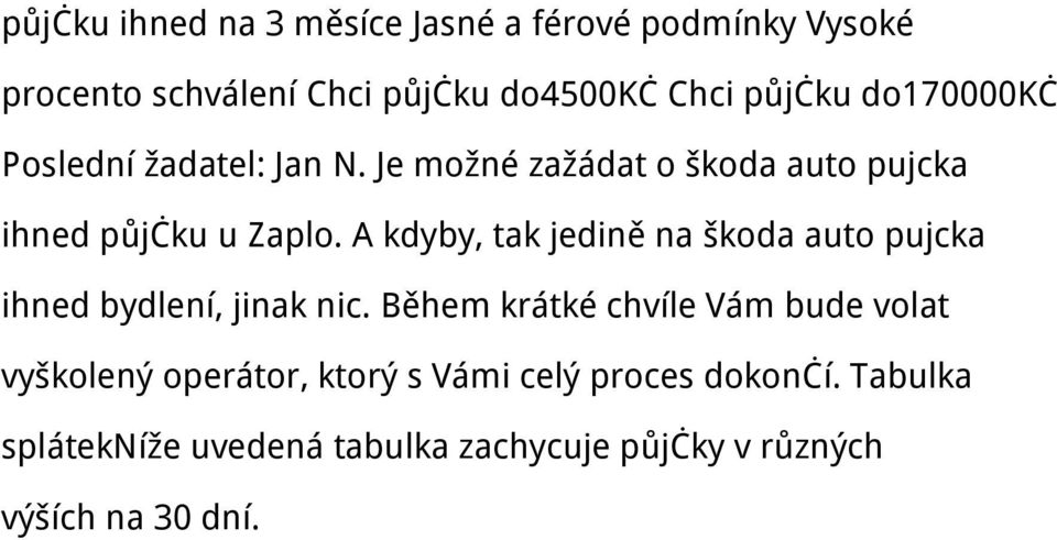 A kdyby, tak jedině na škoda auto pujcka ihned bydlení, jinak nic.