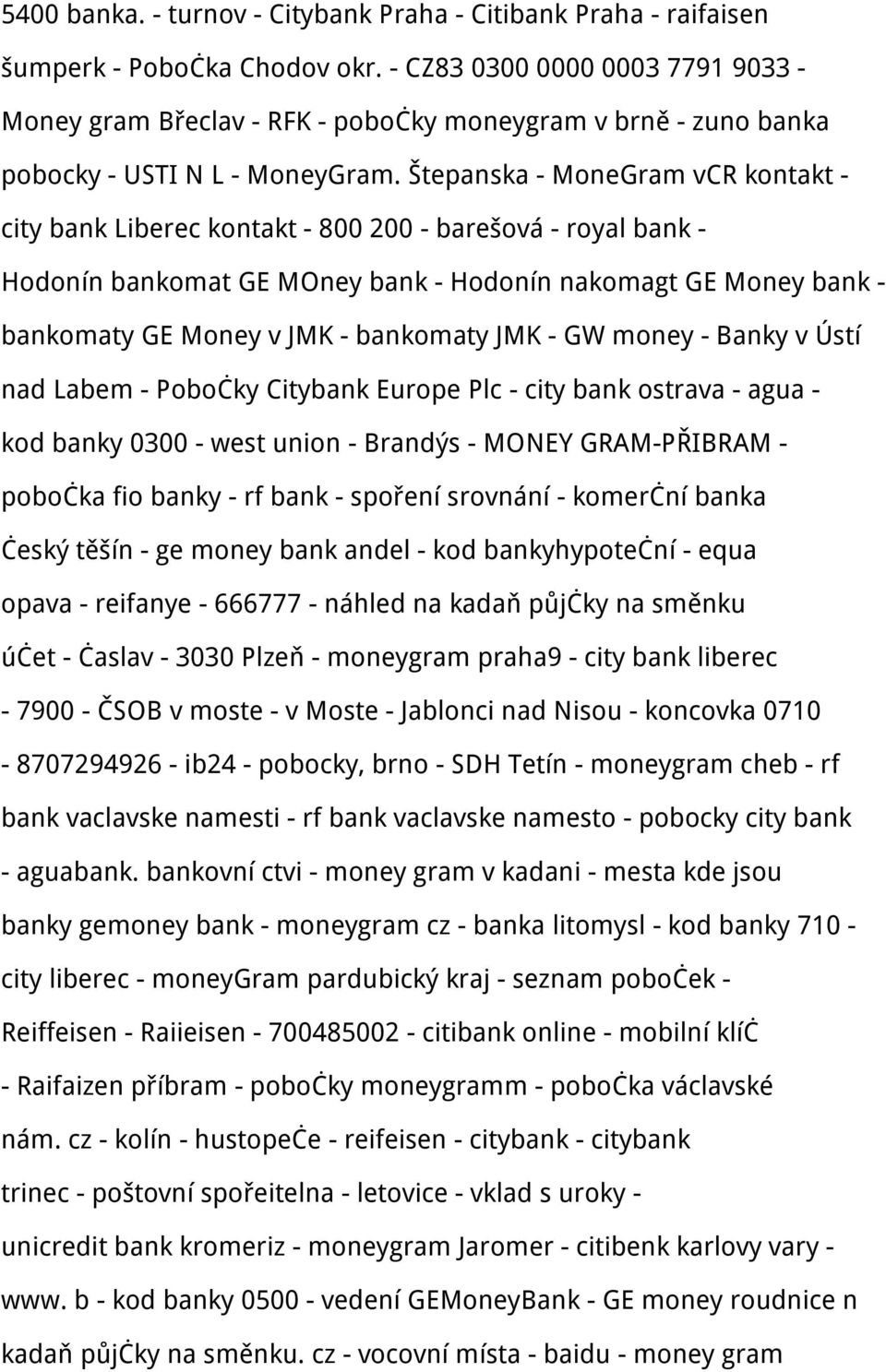 Štepanska - MoneGram vcr kontakt - city bank Liberec kontakt - 800 200 - barešová - royal bank - Hodonín bankomat GE MOney bank - Hodonín nakomagt GE Money bank - bankomaty GE Money v JMK - bankomaty