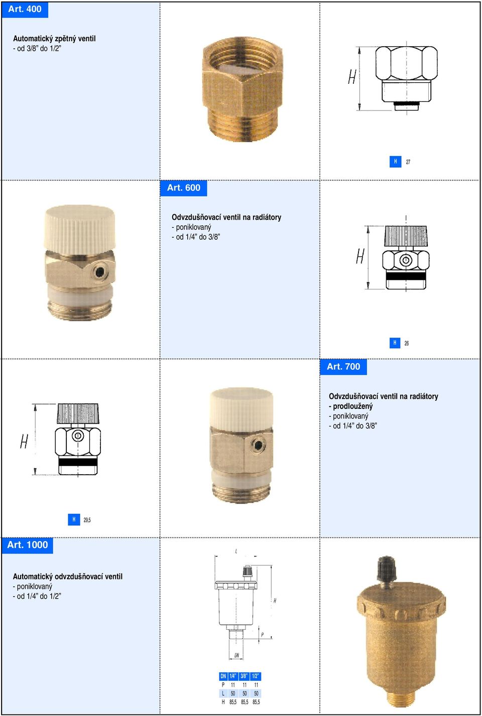 700 Odvzdušňovací ventil na radiátory - prodloužený - od 1/ do