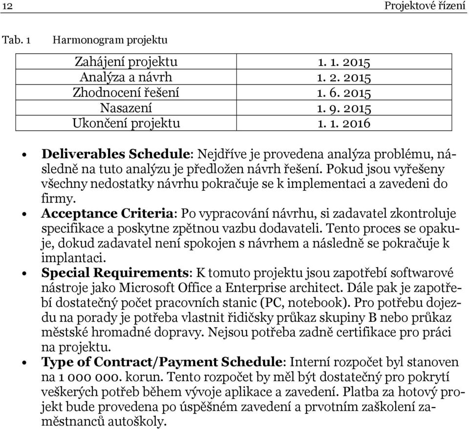 Acceptance Criteria: Po vypracování návrhu, si zadavatel zkontroluje specifikace a poskytne zpětnou vazbu dodavateli.