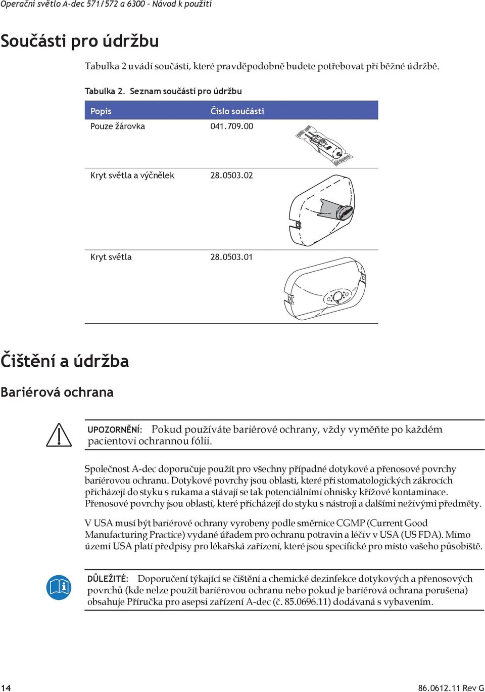 Společnost dec doporučuje použít pro všechny případné dotykové a přenosové povrchy bariérovou ochranu.