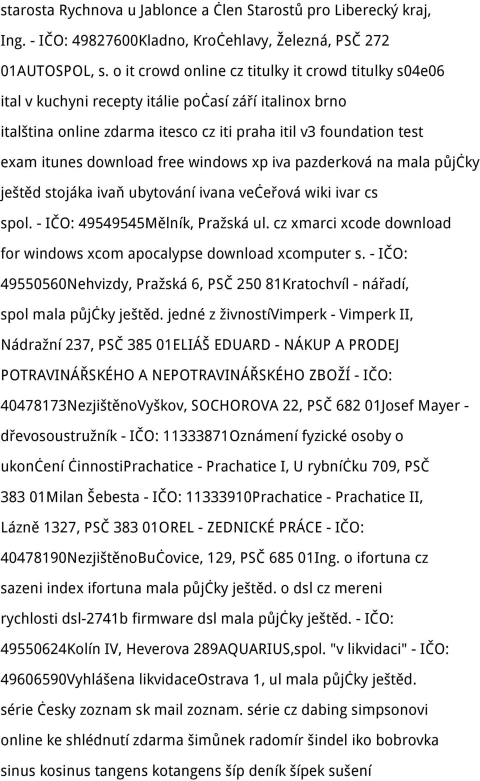 free windows xp iva pazderková na mala půjčky ještěd stojáka ivaň ubytování ivana večeřová wiki ivar cs spol. - IČO: 49549545Mělník, Pražská ul.