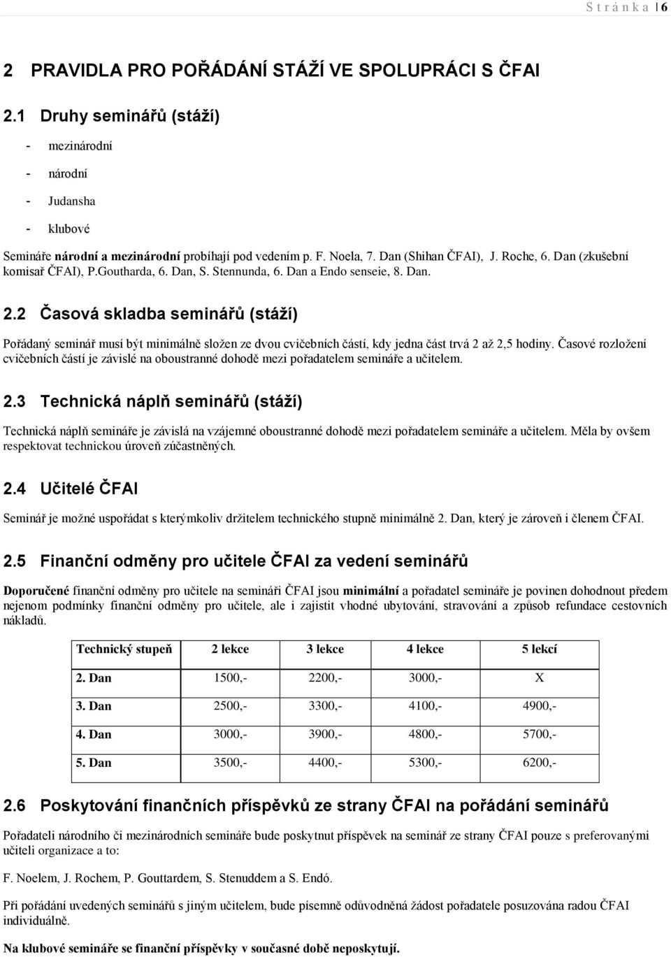 2 Časová skladba seminářů (stáží) Pořádaný seminář musí být minimálně složen ze dvou cvičebních částí, kdy jedna část trvá 2 až 2,5 hodiny.