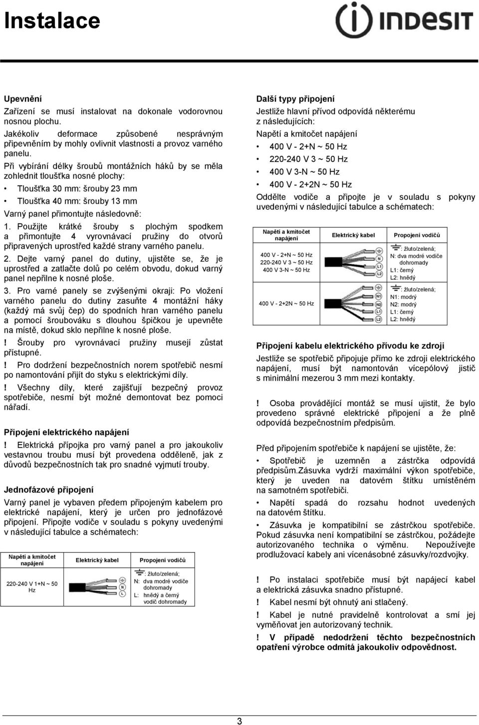 Použijte krátké šrouby s plochým spodkem a přimontujte 4 vyrovnávací pružiny do otvorů připravených uprostřed každé strany varného panelu. 2.