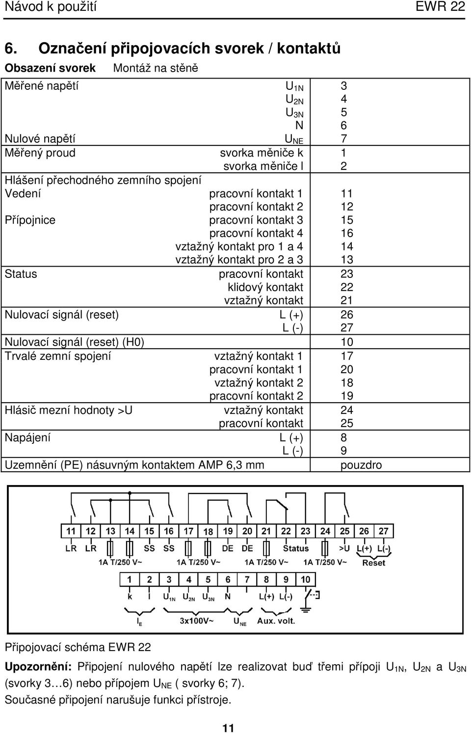 pracovní kontakt 23 klidový kontakt 22 vztažný kontakt 21 Nulovací signál (reset) L (+) 26 L (-) 27 Nulovací signál (reset) (H0) 10 Trvalé zemní spojení vztažný kontakt 1 17 pracovní kontakt 1 20