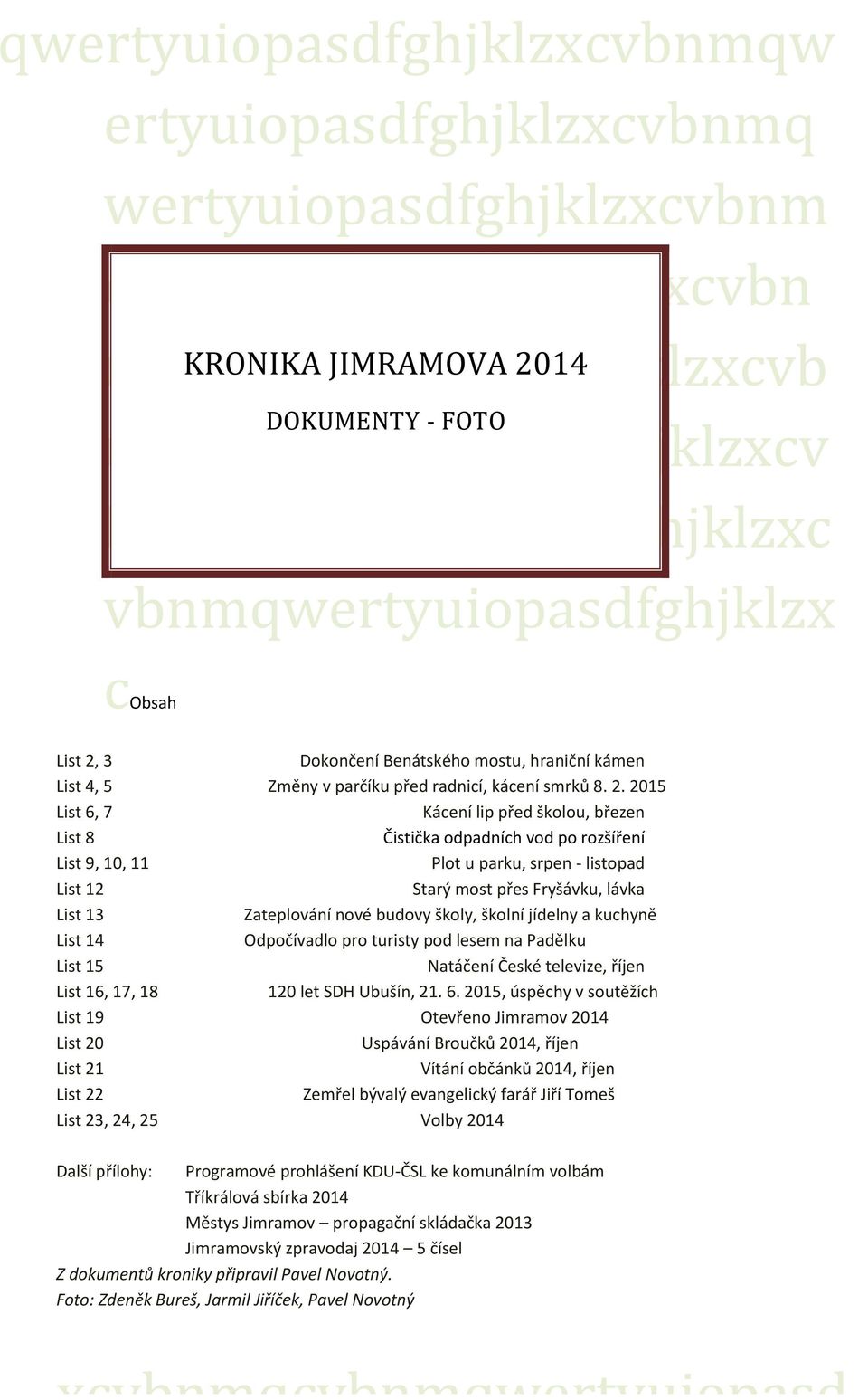 3 Dokončení Benátského mostu, hraniční kámen List 4, 5 Změny v parčíku před radnicí, kácení smrků 8. 2.