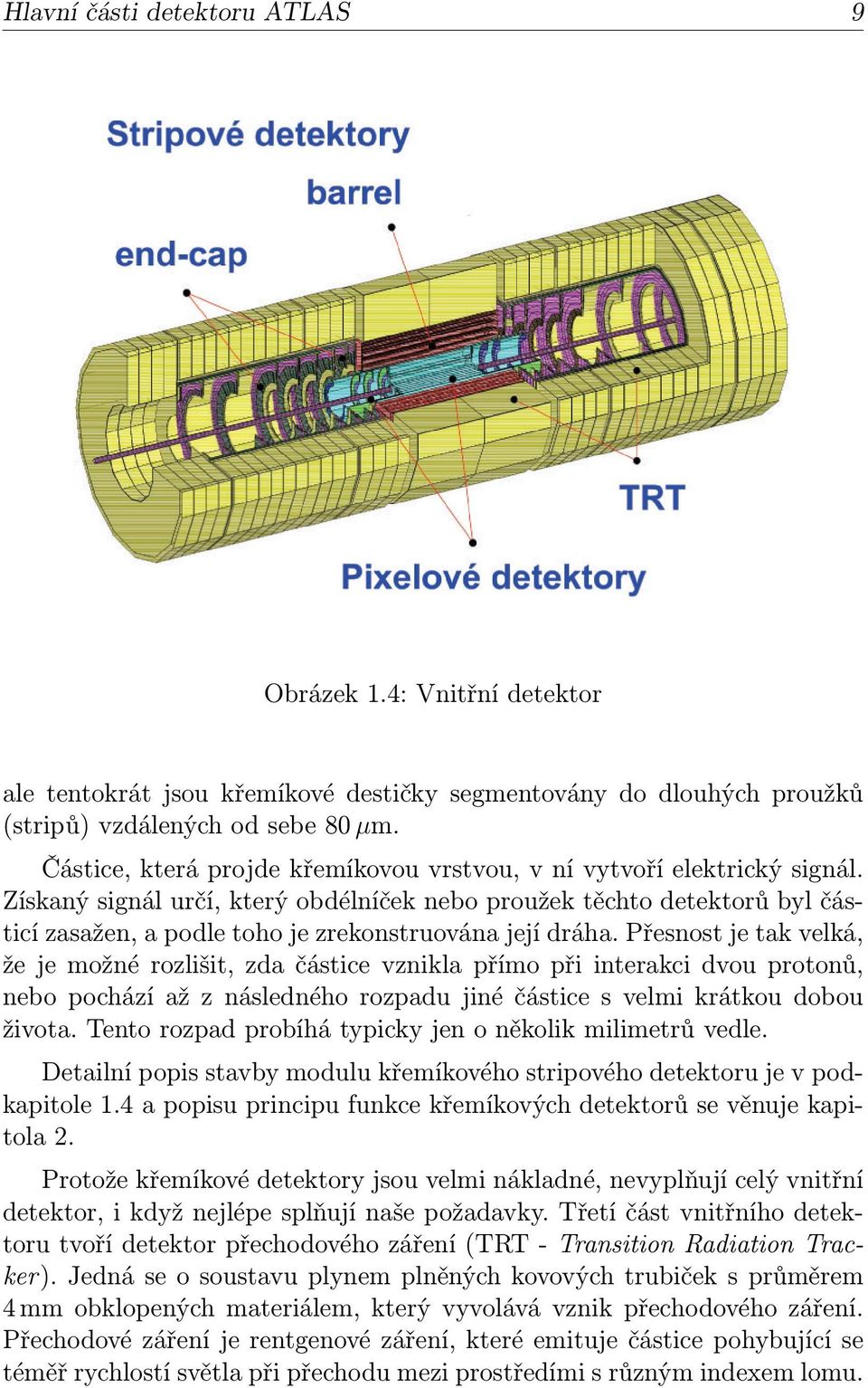 Získaný signál určí, který obdélníček nebo proužek těchto detektorů byl částicí zasažen, a podle toho je zrekonstruována její dráha.