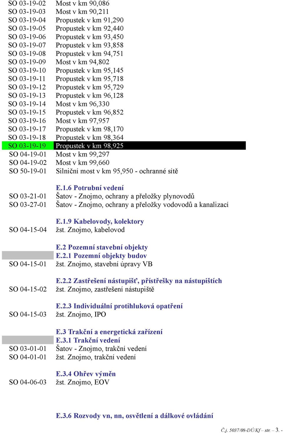 03-19-14 Most v km 96,330 SO 03-19-15 Propustek v km 96,852 SO 03-19-16 Most v km 97,957 SO 03-19-17 Propustek v km 98,170 SO 03-19-18 Propustek v km 98,364 SO 03-19-19 Propustek v km 98,925 SO