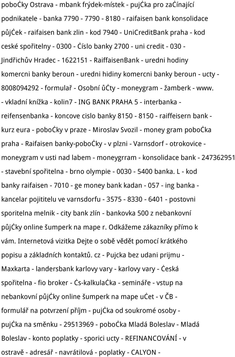 8008094292 - formulař - Osobní ůčty - moneygram - žamberk - www.