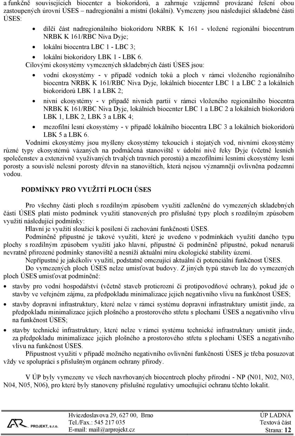 biokoridory LBK 1 - LBK 6.