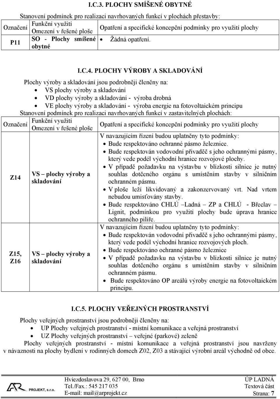 ploše SO - Plochy smíšené Žádná opatření. P11 obytné Označení Z14 