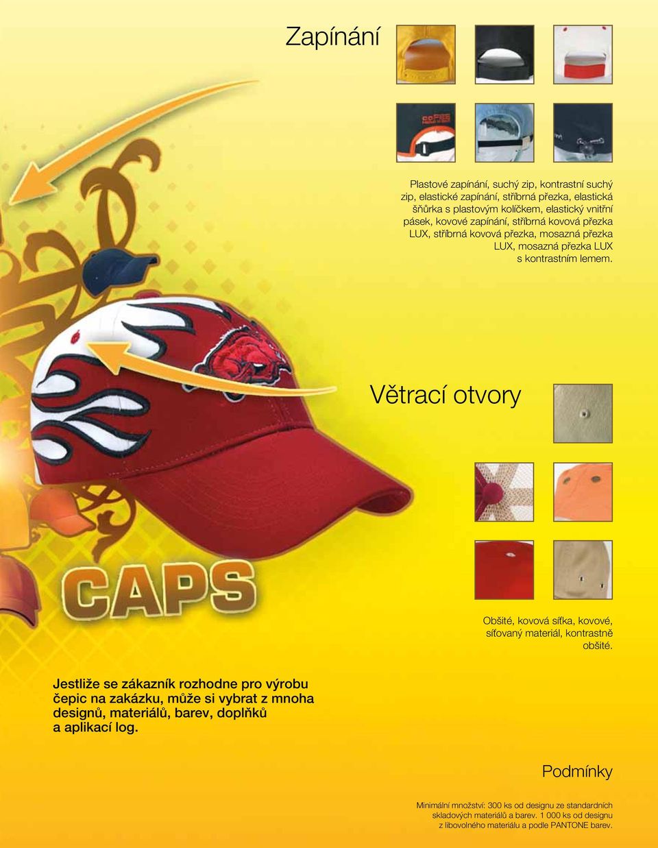 Větrací otvory Tailor Made Caps Obšité, kovová síťka, kovové, síťovaný materiál, kontrastně obšité.