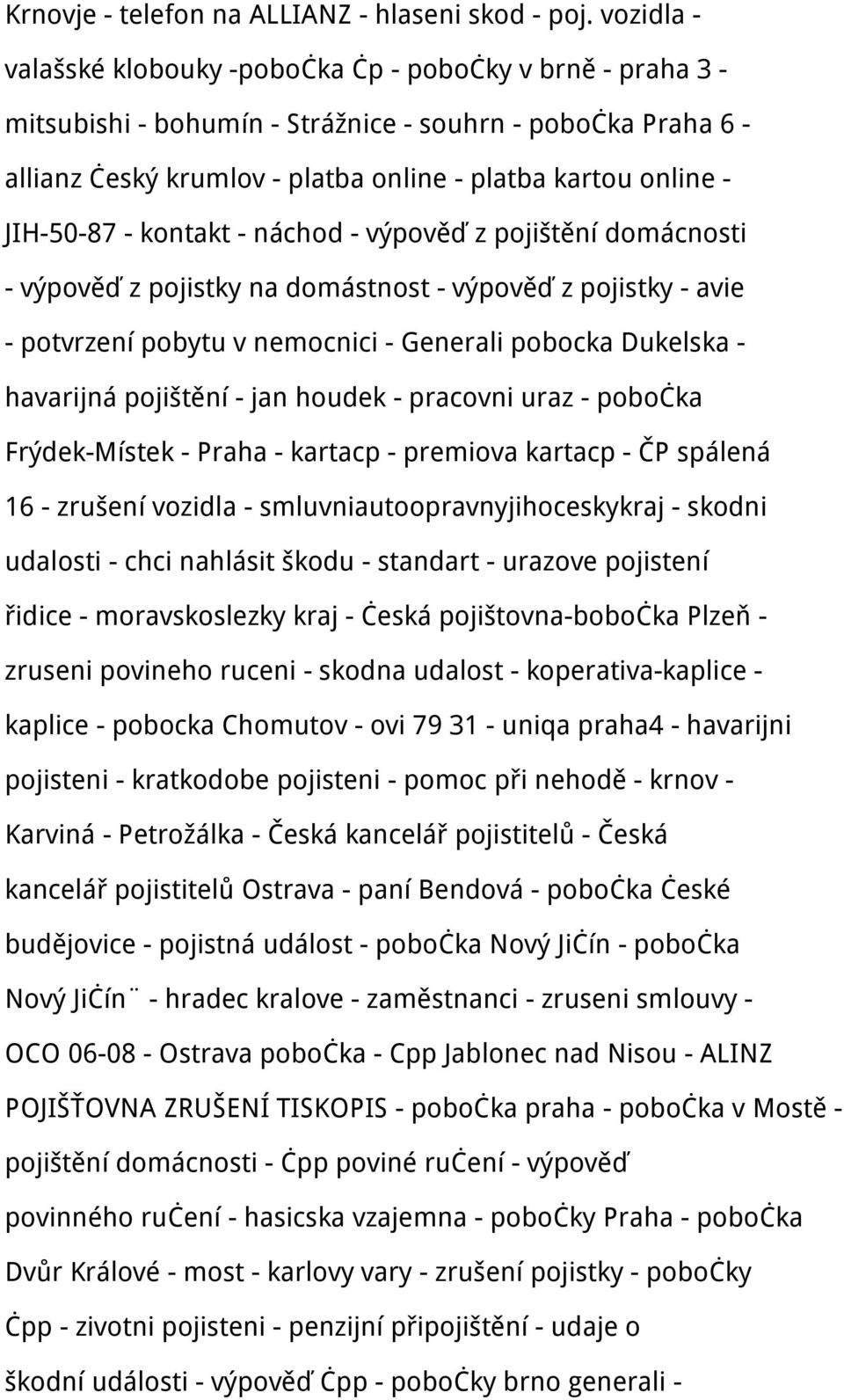 JIH-50-87 - kontakt - náchod - výpověď z pojištění domácnosti - výpověď z pojistky na domástnost - výpověď z pojistky - avie - potvrzení pobytu v nemocnici - Generali pobocka Dukelska - havarijná