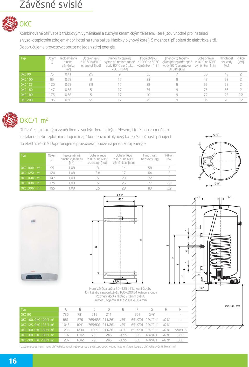 Typ Objem [l] Teplosměnná plocha výměníku [m 2 ] oba ohřevu z 10 na 60 el.