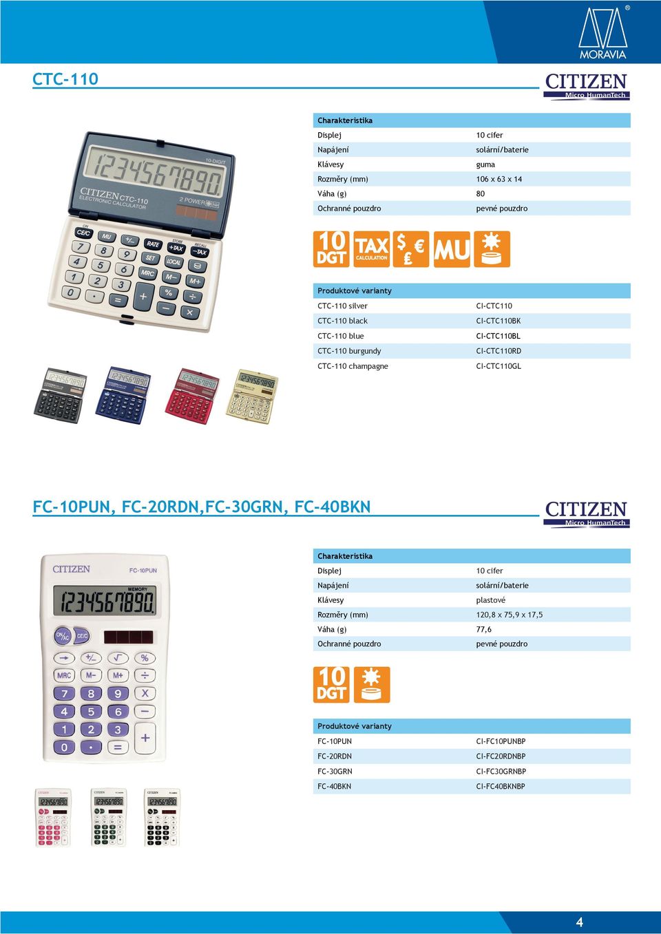 FC-PUN, FC-20RDN,FC-30GRN, FC-40BKN cifer Rozměry (mm) 120,8 x 75,9 x 17,5 Váha (g) 77,6