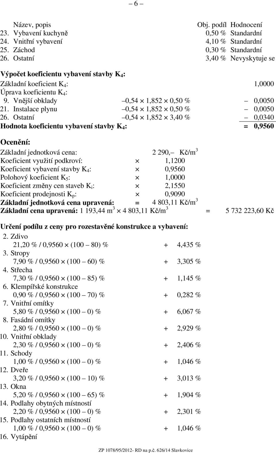 Instalace plynu 0,54 1,852 0,50 % 0,0050 26.