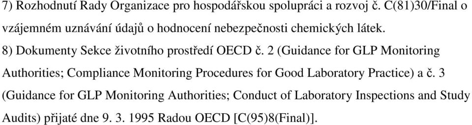 8) Dokumenty Sekce životního prostředí OECD č.