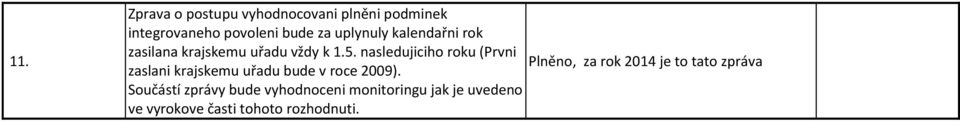 nasledujiciho roku (Prvni Plněno, za rok 2014 je to tato zpráva zaslani krajskemu