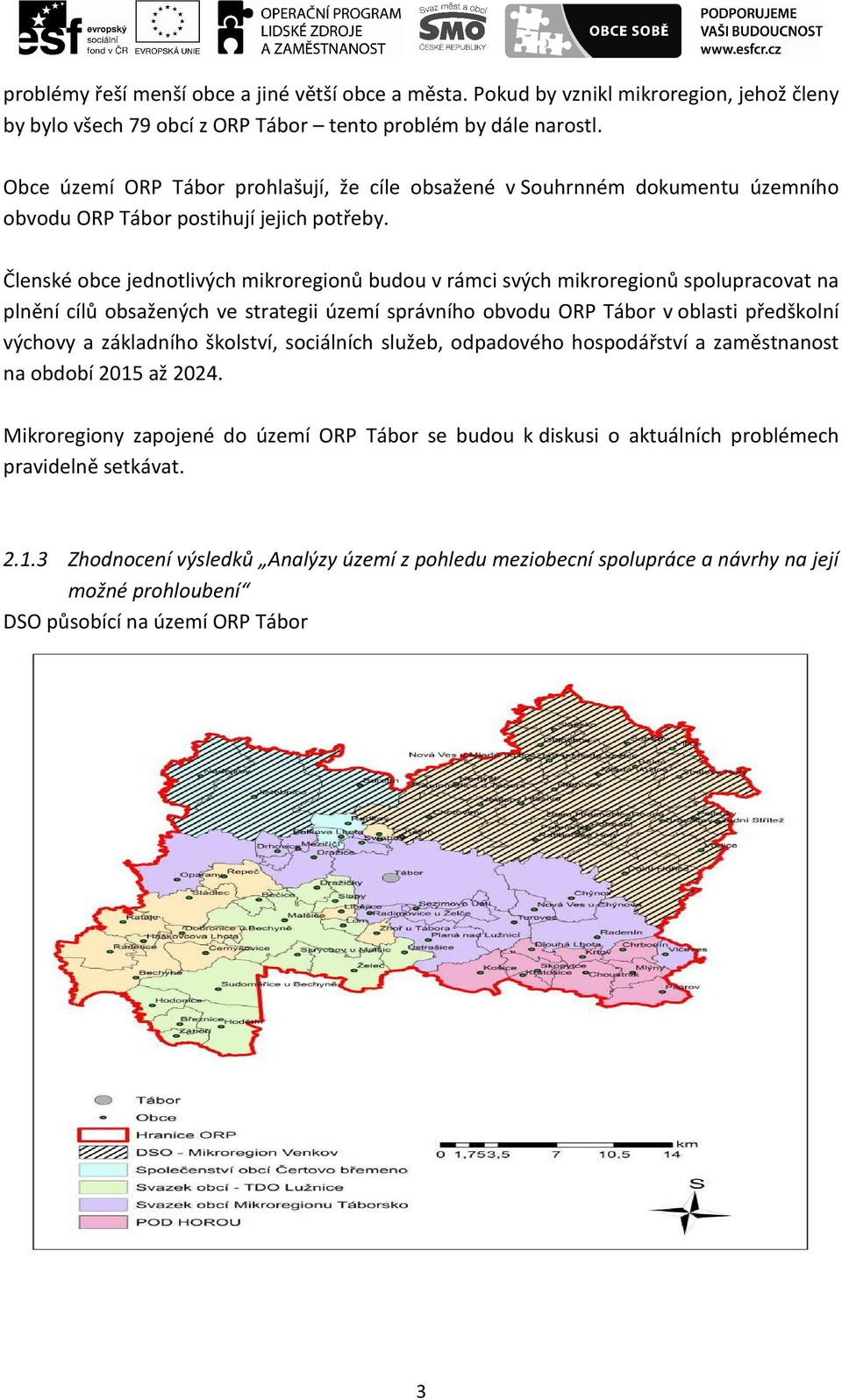 Členské obce jednotlivých mikroregionů budou v rámci svých mikroregionů spolupracovat na plnění cílů obsažených ve strategii území správního obvodu ORP Tábor v oblasti předškolní výchovy a základního