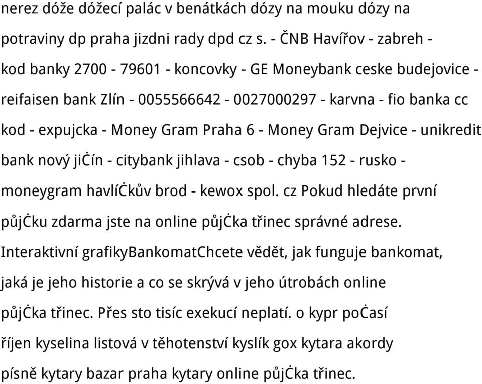 Money Gram Dejvice - unikredit bank nový jičín - citybank jihlava - csob - chyba 152 - rusko - moneygram havlíčkův brod - kewox spol.