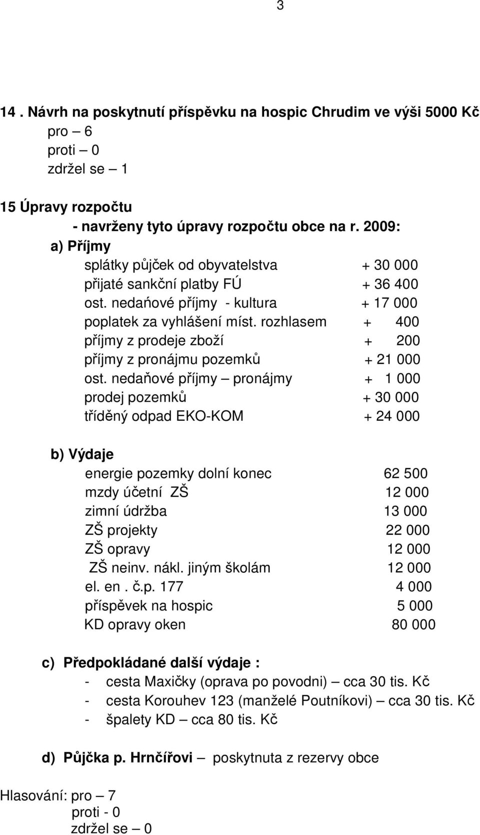 rozhlasem + 400 příjmy z prodeje zboží + 200 příjmy z pronájmu pozemků + 21 000 ost.