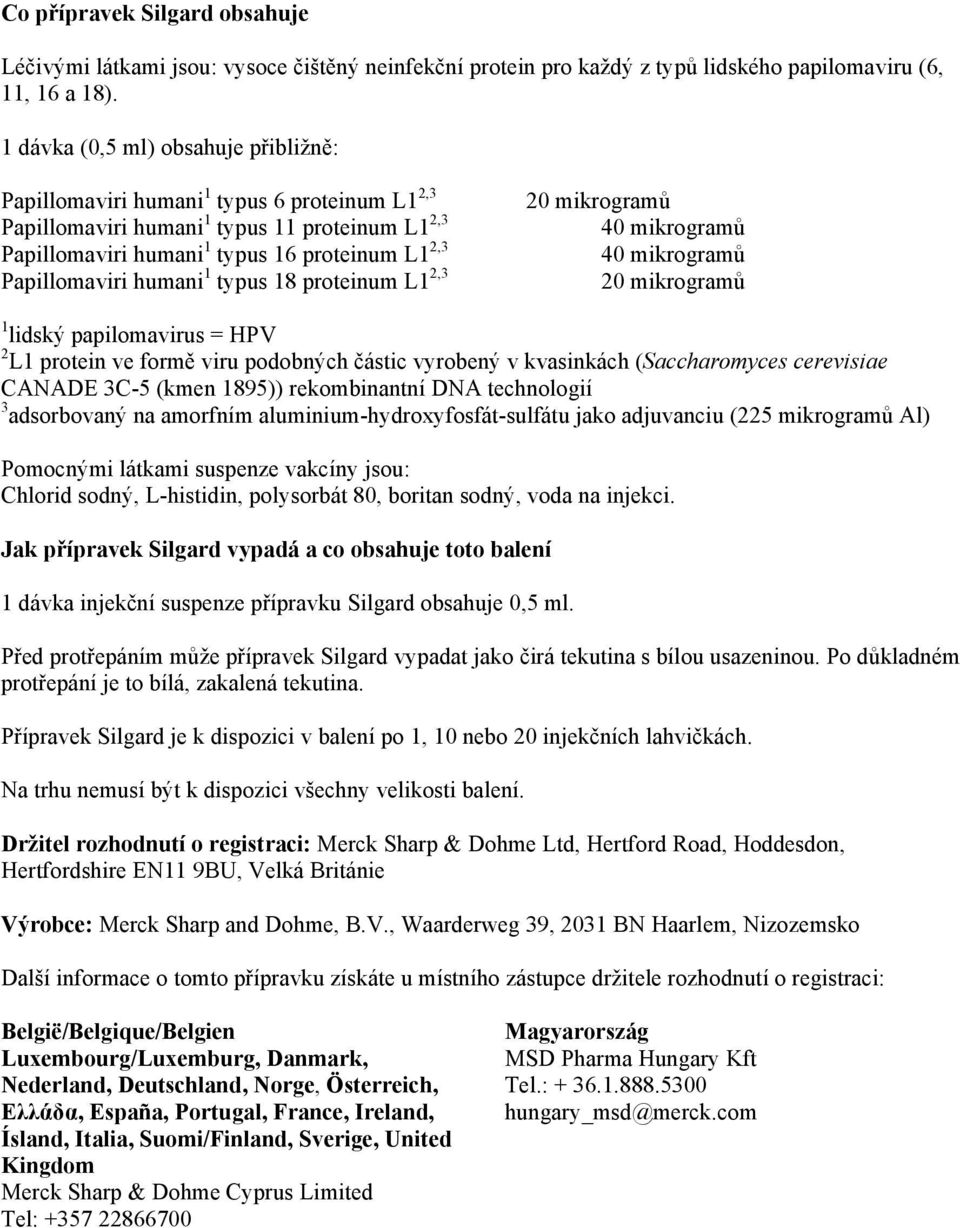 humani 1 typus 18 proteinum L1 2,3 20 mikrogramů 40 mikrogramů 40 mikrogramů 20 mikrogramů 1 lidský papilomavirus = HPV 2 L1 protein ve formě viru podobných částic vyrobený v kvasinkách