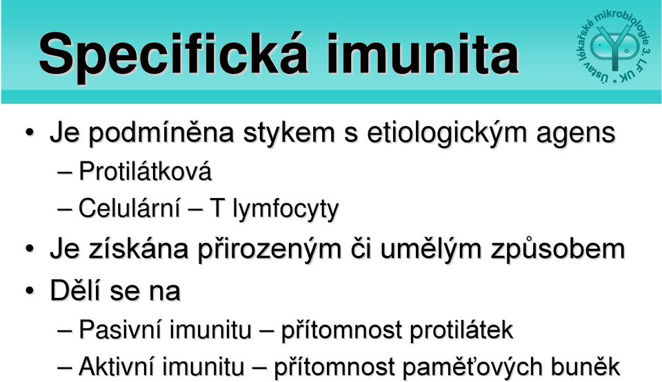 přirozeným či umělým způsobem Dělí se na Pasivní imunitu