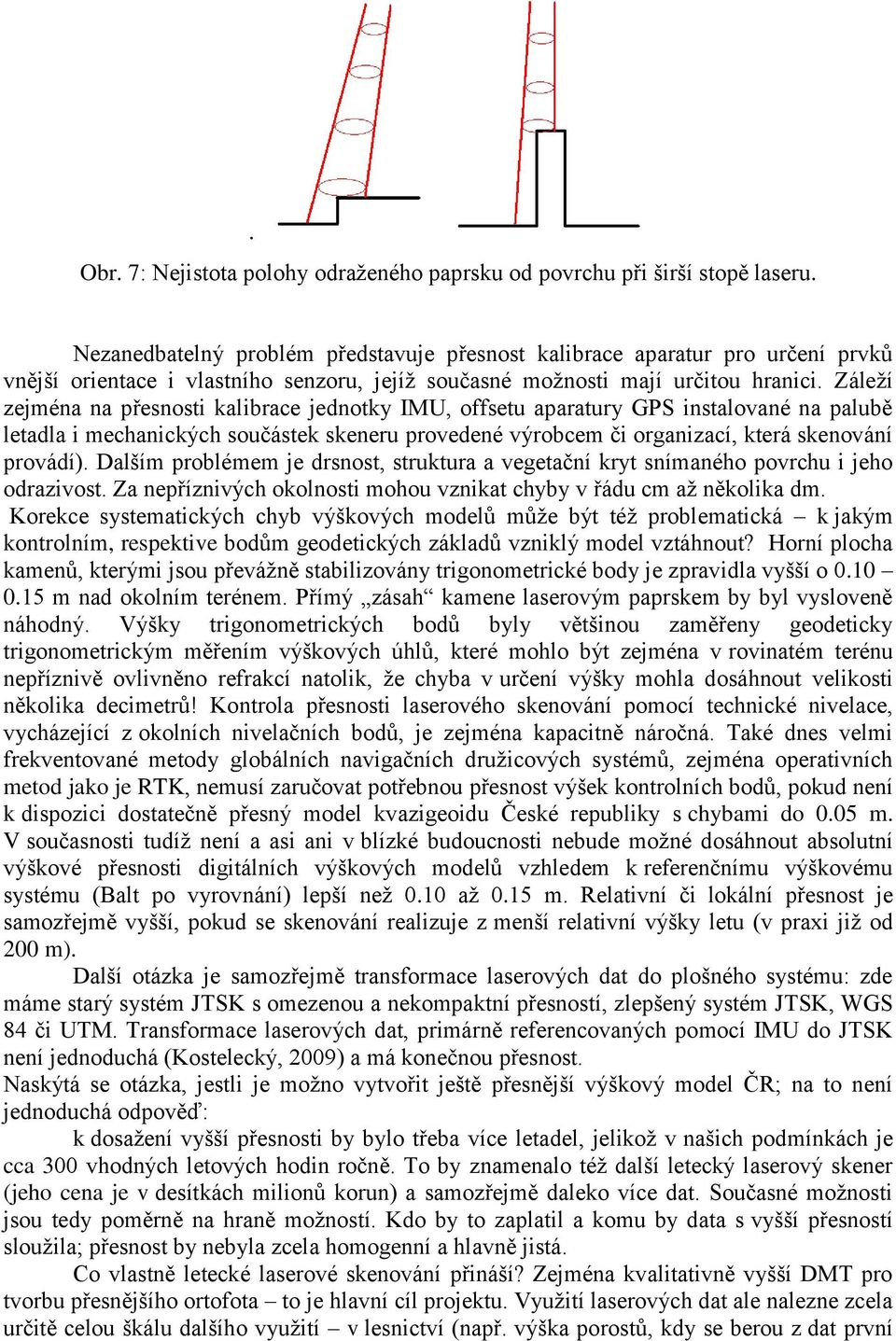 Záleží zejména na přesnosti kalibrace jednotky IMU, offsetu aparatury GPS instalované na palubě letadla i mechanických součástek skeneru provedené výrobcem či organizací, která skenování provádí).