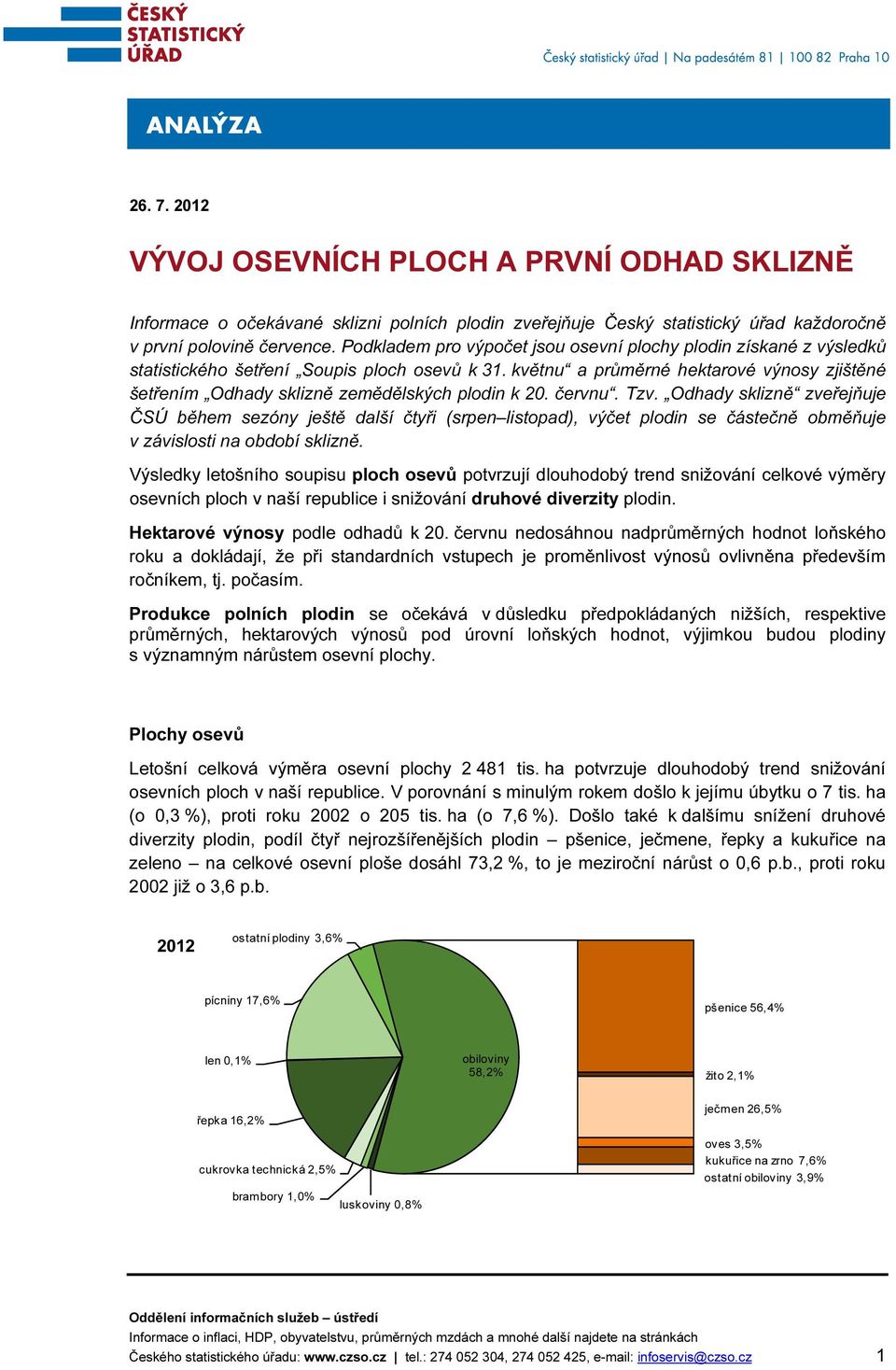 květnu a průměrné hektarové výnosy zjištěné šetřením Odhady sklizně zemědělských plodin k 2. červnu. Tzv.